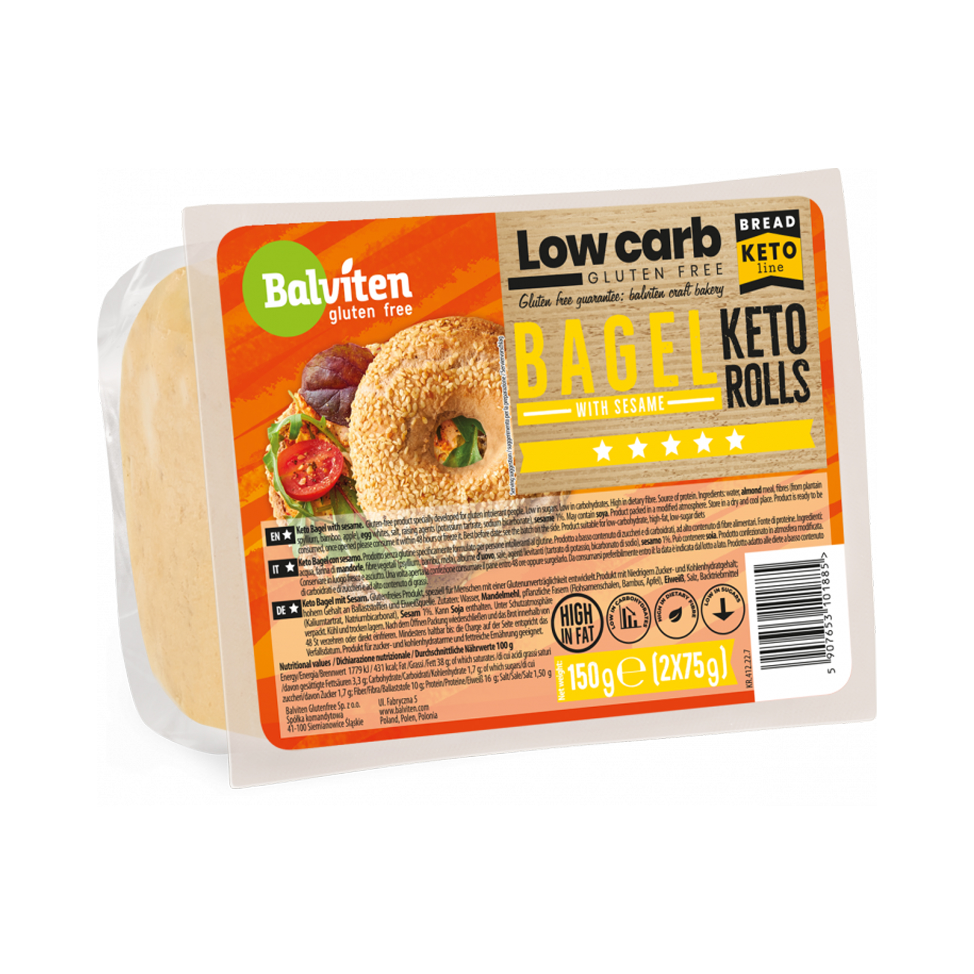 Balviten KETO Bagels With Sesame 2x75g