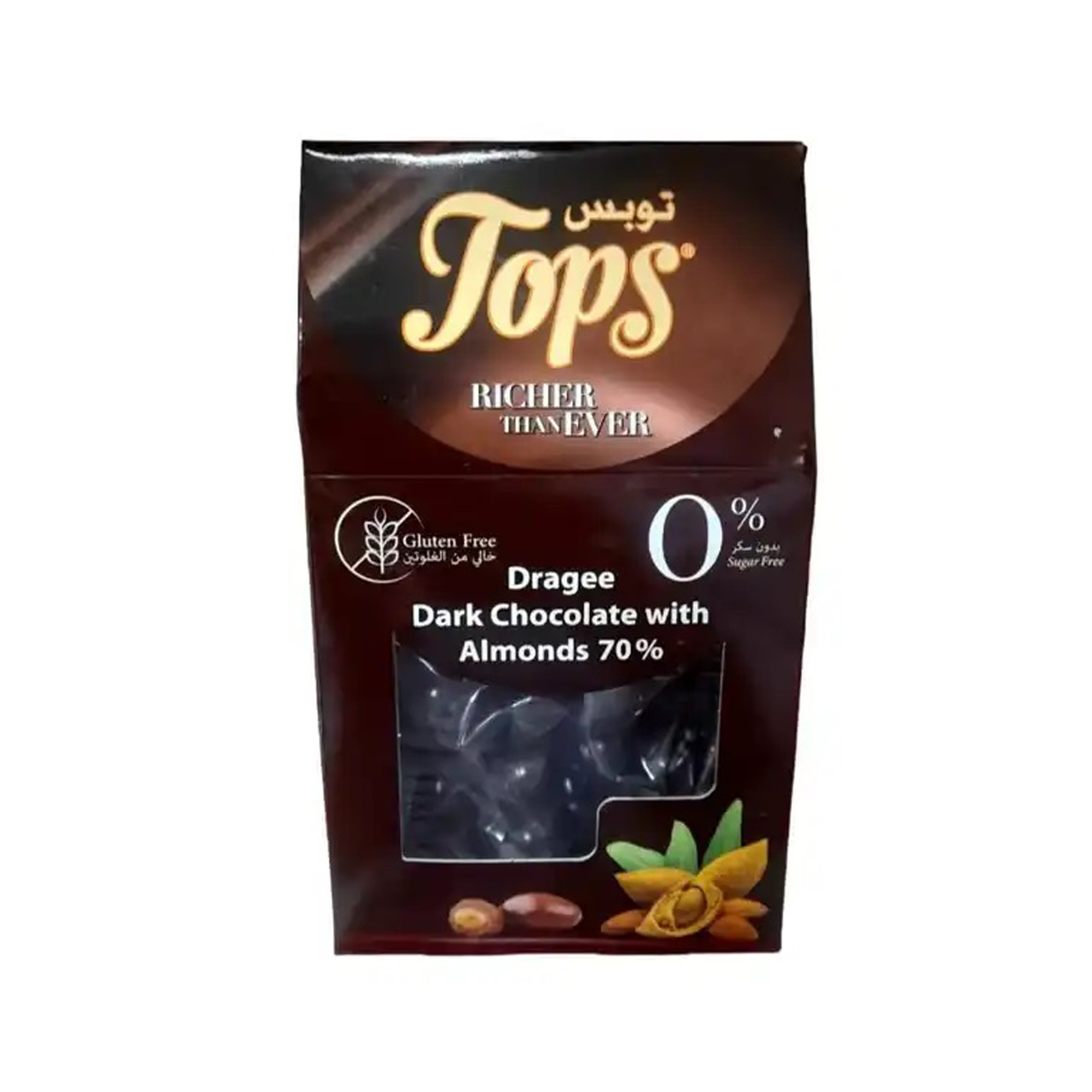 TOPS Dragee Dark Chocolate With Almonds 175g